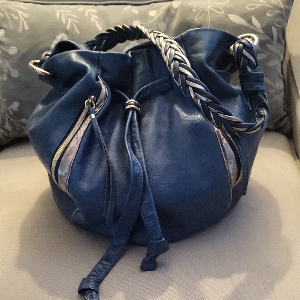 Chic Navy Leather Hobo Bag